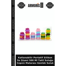 Armoris Katlanabilir Portatif Silikon Su Şişesi 500 ml Tatil Suluğu Cepsiz Matarası Günlük Suluk