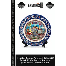 Armoris Istanbul Temalı Porselen Dekoratif Tabak 12 cm Turizm Hatırası Şehir Motifli Masaüstü Süs