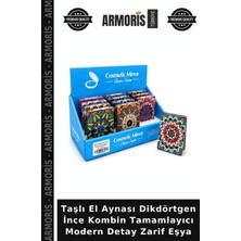 Armoris Taşlı El Aynası Dikdörtgen Ince Kombin Tamamlayıcı Modern Detay Zarif Eşya