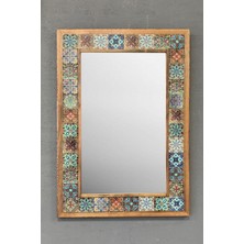 Tr Oscar Stone Decor Masif Çerçeveli Mozaik Taş Ayna 43X63 cm Morocco Etnik Desen Dresuar Aynası