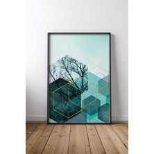 Keyf Home Abstract Landscape No 1 Siyah Çerçeveli Mdf Tablo Poster Salon Duvar Dekoru Hediye