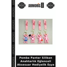 Armoris Pembe Panter Silikon Anahtarlık Eğlenceli Aksesuar Hediyelik Eşya