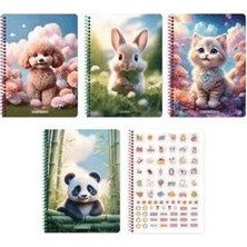 TeknoKapsül Keskin Color 323522 A4 80 Yaprak Kareli Pp Kapak Spiralli Defter Sevimli Hayvanlar
