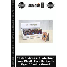 Armoris Taşlı El Aynası Dikdörtgen Ince Klasik Tarz Hediyelik Eşya Güzellik Gereci