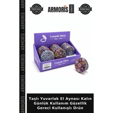 Armoris Taşlı Yuvarlak El Aynası Kalın Günlük Kullanım Güzellik Gereci Kullanışlı Ürün
