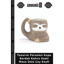 Armoris Tasarım Porselen Kupa Bardak Kahve Saati Masa Üstü Çay Keyfi