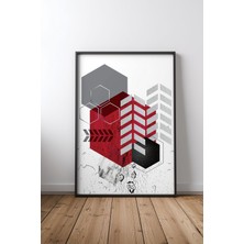 Keyf Home Abstract Composition 1 Siyah Çerçeveli Mdf Tablo Poster Salon Duvar Dekoru Hediye