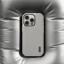 Universal Apple iPhone 16 Pro Kılıf M-Safe Şarj Özellikli Standlı Leto Kapak Gri