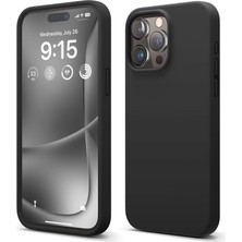 Universal Apple iPhone 14 Pro Max Uyumlu Özel Ipeksi Dokunuş Hissi Veren Içi Yumuşak Kadife Lansman Silikon Kılıf Kapak (Siyah)
