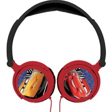 Universal Disney Pixar Arabalar Flash Mcqueen Stereo Kulaklık, Sınırlı Ses Gücü, Katlanabilir ve Ayarlanabilir, Kırmızı/siyah, HP010DC