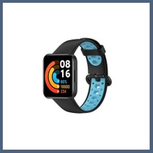 Bezos Redmi Watch 2 Spor Delikli Kordon - Siyah-Mavi BZS10