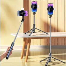 Tr Selfie Çubuğu Bluetooth Kumandalı Kablosuz 170CM Çok Fonksiyonlu Işıklı Tripod R1S-L