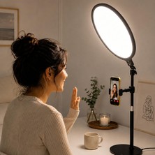 Universal 12 Inç Ring Light Telefon Tutuculu, 2700K-6500K Ayarlanabilir Işıklı Halka Lamba, Alüminyum Alaşımlı Canlı Yayın Makyaj Çekim Işığı, V30 Pro