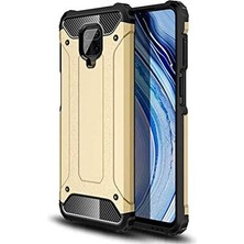 Universal Xiaomi Redmi Note 9 Pro ile Uyumlu Çift Katman Koruyucu Crash Military Tank Kılıf - Gold