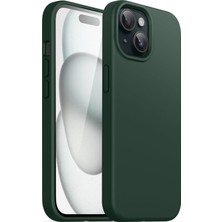 Universal iPhone 14 Plus / 15 Plus Ile Uyumlu Içi Kadife Dışı Mat Yapıya Sahip Koruma Sağlayan Lansman Silikon Kılıf (Yeşil)