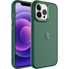 Universal Apple ile Uyumlu iPhone 13 Pro Max Kılıf Buzlu Sert Pc May Kapak Koyu Yeşil