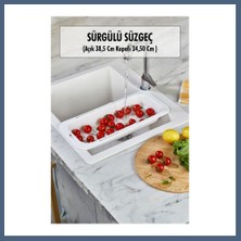 Bezos Lavoba Içi Sürgülü Açılır Kapanır Sebze Meyve Süzgeci Beyaz (Açık 38,5 cm Kapalı 34,50 cm ) BZS10