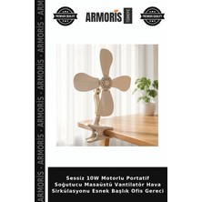 Armoris Sessiz 10W Motorlu Portatif Soğutucu Masaüstü Vantilatör Hava Sirkülasyonu Esnek Başlık Ofis Gereci