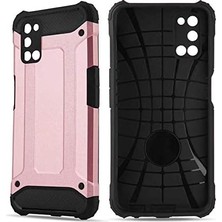 Universal Oppo A52 ile Uyumlu Çift Katman Koruyucu Crash Military Tank Kılıf - Rose Gold