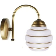 Tr Goldina Retro Rustik Eskitme Renk Beyaz Gold Camlı Tekli Duvar Aplik