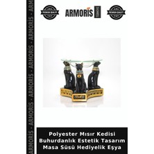 Armoris Polyester Mısır Kedisi Buhurdanlık Estetik Tasarım Masa Süsü Hediyelik Eşya
