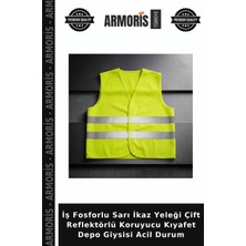 Armoris Iş Fosforlu Sarı Ikaz Yeleği Çift Reflektörlü Koruyucu Kıyafet Depo Giysisi Acil Durum