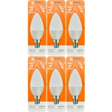 Tr 9W (70W) Beyaz Işık (6500K) E14 LED Mum Ampul, 6 Adet