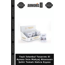 Armoris Taşlı Istanbul Tasarımı El Aynası Ince Makyaj Aksesuarı Şehir Temalı Hatıra Eşyası