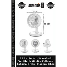 Armoris 12 Inç Portatif Masaüstü Vantilatör Günlük Kullanım Çalışma Ortamı Modern Cihaz