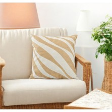 Tr Asdiva Bohem Tarzı Hasır Kumaş Zebra Desen Dekoratif Kırlent Kılıfı 45X45