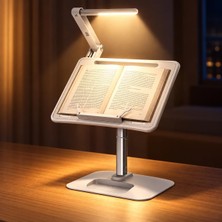 Universal Gece Lambalı Kitap Okuma Standı – 6 Kademeli Ayarlanabilir Açı, 55CM Yükseklik, Tablet & Laptop Uyumlu, Katlanabilir Dayanıklı Sayfa Klipsli Eller Serbest Okuma Tutucu | YD08
