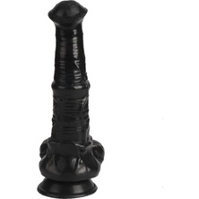OEM Lilitushop Belden Bağlamalı 33 cm Et Dokulu Siyahi Gerçekçi Çift Katmanlı Sünnetsiz Silikon Horse Power2 BDM1582SB