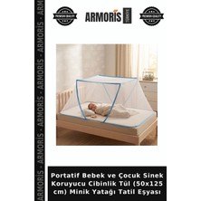 Armoris Portatif Bebek ve Çocuk Sinek Koruyucu Cibinlik Tül (50X125 Cm) Minik Yatağı Tatil Eşyası