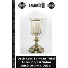 Armoris Üstü Cam Şamdan Tekli Antre Objesi Salon Süsü Oturma Odası
