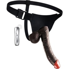 OEM Truvashop, 22 cm Belden Bağlamalı Realistik Zenci Titreşimli Vibratör