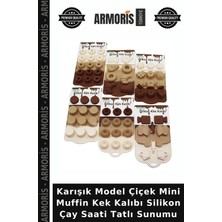 Armoris Karışık Model Çiçek Mini Muffin Kek Kalıbı Silikon Çay Saati Tatlı Sunumu