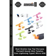 Armoris Özel Üretim Cep Tipi Pervane Portatif Küçük Mini Telefon Fanı Lightning Typec Micro USB