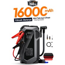 Tr Seyoni 4'ü 1 Arada Akü Takviye Cihazı, Powerbank, Hava Kompresörü, LED Fener, 16.000MAH, 150