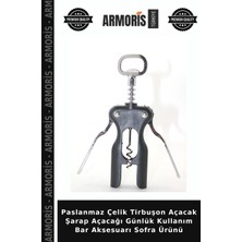 Armoris Paslanmaz Çelik Tirbuşon Açacak Şarap Açacağı Günlük Kullanım Bar Aksesuarı Sofra Ürünü