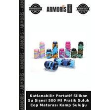 Armoris Katlanabilir Portatif Silikon Su Şişesi 500 ml Pratik Suluk Cep Matarası Kamp Suluğu