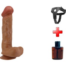 OEM Lilitushop 26 cm Belden Bağlamalı Çift Katmanlı Gerçekçi Titreşimli Dıldo Vibrator BDM1368B