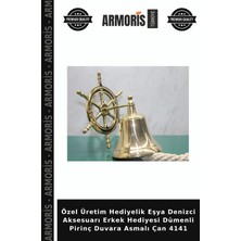 Armoris Özel Üretim Hediyelik Eşya Denizci Aksesuarı Erkek Hediyesi Dümenli Pirinç Duvara Asmalı Çan 4141
