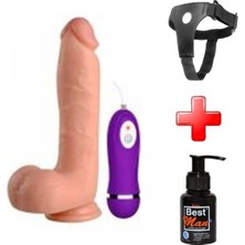 OEM Lilitushop 21 cm Belden Bağlamalı Titreşimli Realistik Dıldo Set BDM10018VB