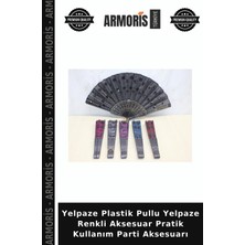 Armoris Yelpaze Plastik Pullu Yelpaze Renkli Aksesuar Pratik Kullanım Parti Aksesuarı