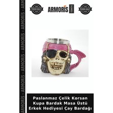 Armoris Paslanmaz Çelik Korsan Kupa Bardak Masa Üstü Erkek Hediyesi Çay Bardağı