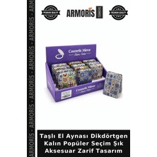 Armoris Taşlı El Aynası Dikdörtgen Kalın Popüler Seçim Şık Aksesuar Zarif Tasarım