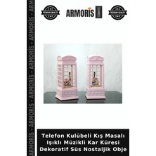 Armoris Telefon Kulübeli Kış Masalı Işıklı Müzikli Kar Küresi Dekoratif Süs Nostaljik Obje