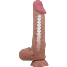 OEM Lilitushop Belden Bağlamalı 24 cm Kıkırdak Yapılı Çift Katmanlı Gerçekçi Melez Dıldo BDM1326B
