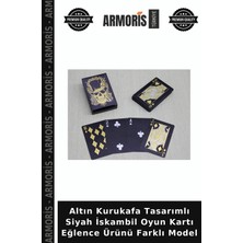 Armoris Altın Kurukafa Tasarımlı Siyah Iskambil Oyun Kartı Eğlence Ürünü Farklı Model