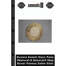 Armoris Duvara Asmalı Hasır Pano 3natural-8 Dekoratif Obje Duvar Panosu Salon Süsü